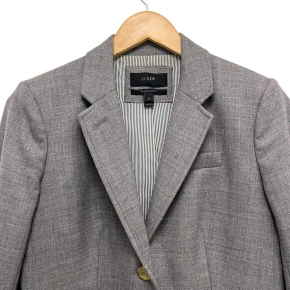 J. Crew Schoolboy Blazer Grey Wool Business Casual Academia Preppy Jacket Size 4 - Picture 5 of 13
